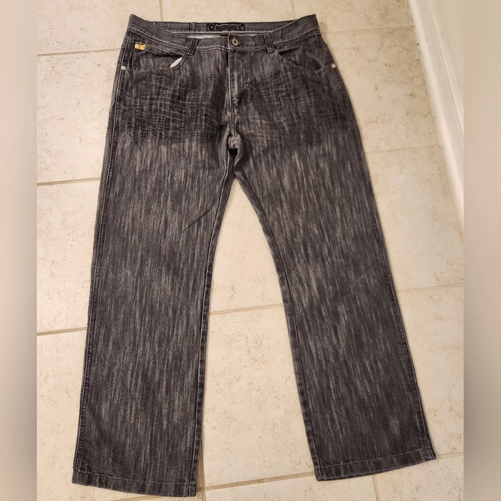 Mens Black Grey Wash Jeans Y2K VTG Southpole Straight Leg 36X30 READ #BB935